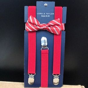 NWT, Lord & Taylor bow tie and suspenders set